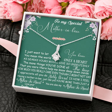 iWow Inspirational Alluring Beauty Necklace - to My Mother in Law, You Mean The World Necklace - Birthday Gift for Mother in Law with Box Message Card On Birthday, Christmas